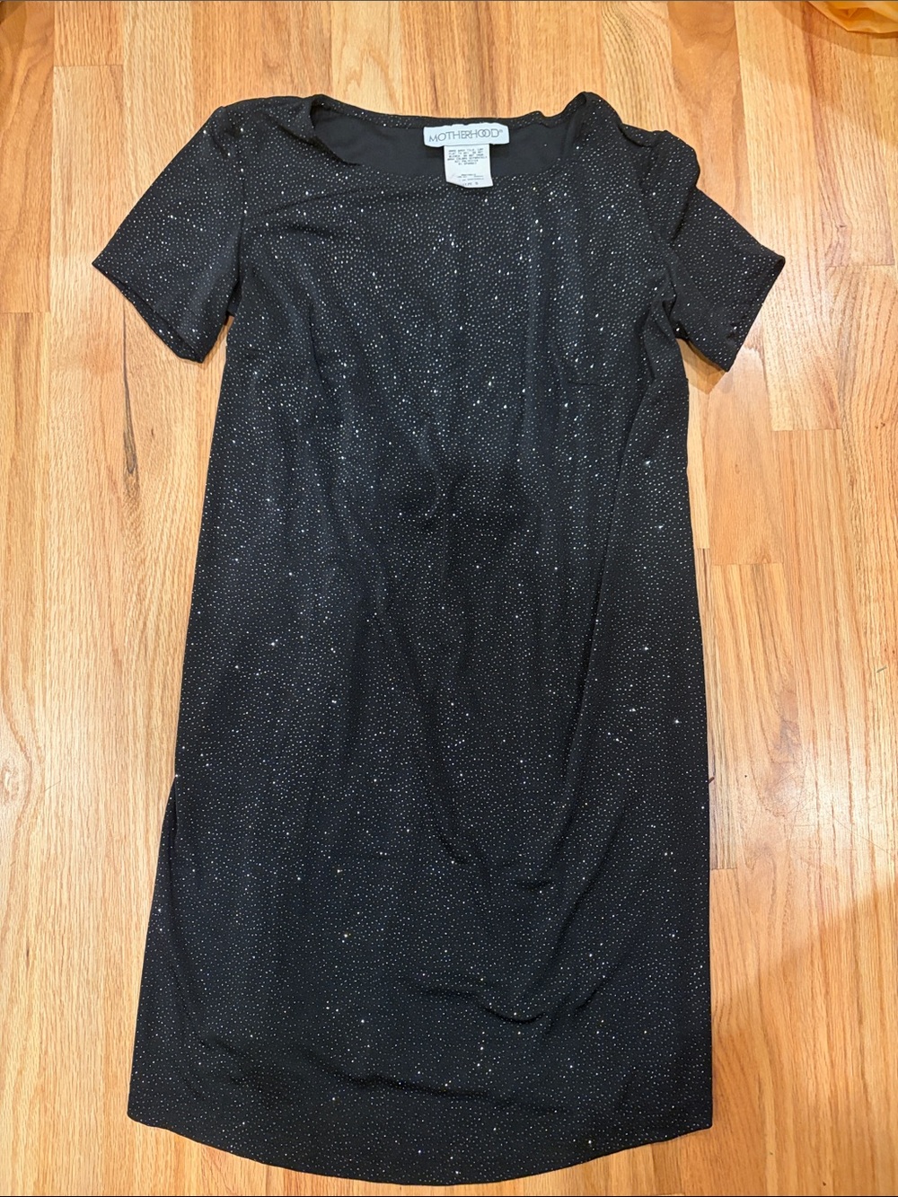 Vintage Y2K Motherhood Maternity Black Glitter Dress Size S Stretch Party